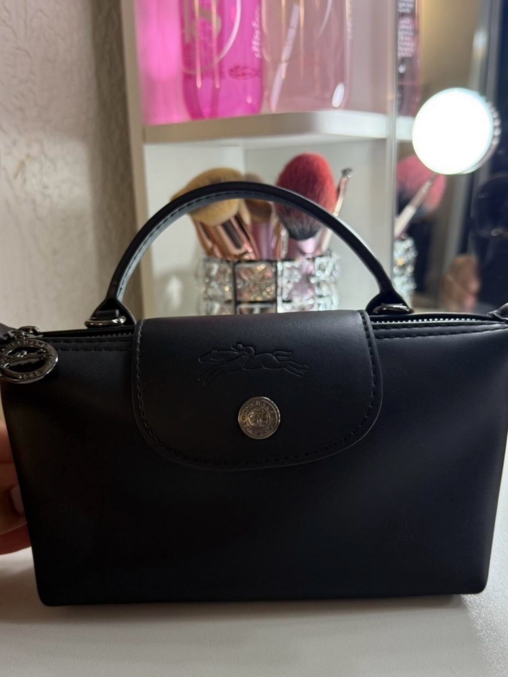 Longchamp Mini Top-Handle Bag in Black